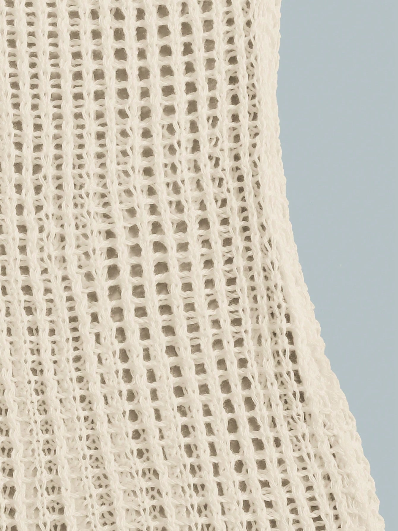 Tween girl plain knitted sheer long cover up with spaghetti straps and sleeveless design in white polyester fabric for beachwear