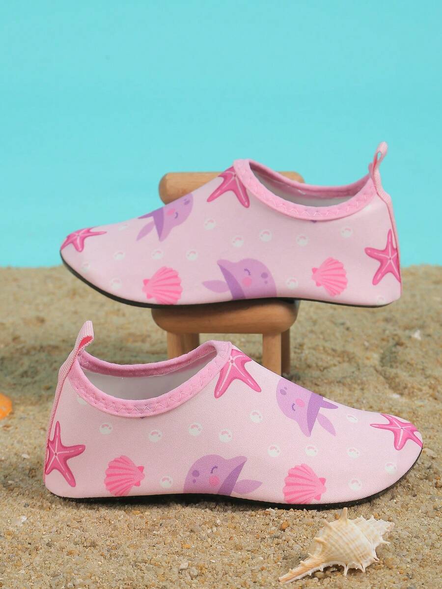 Multicolor kids slip-on water shoes with breathable Lycra upper and non-slip TPR outsole for boys and girls.