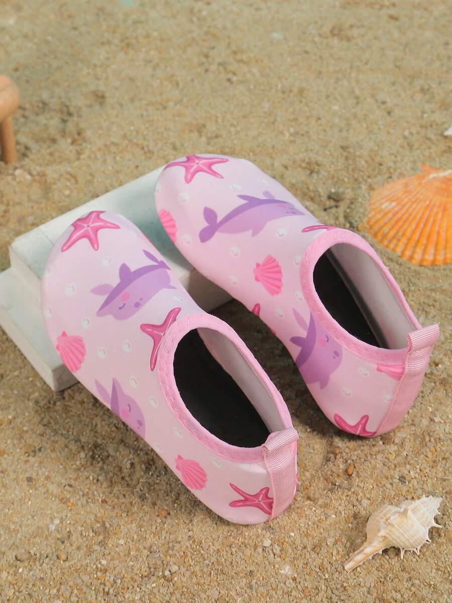 Multicolor kids slip-on water shoes with breathable Lycra upper and non-slip TPR outsole for boys and girls.