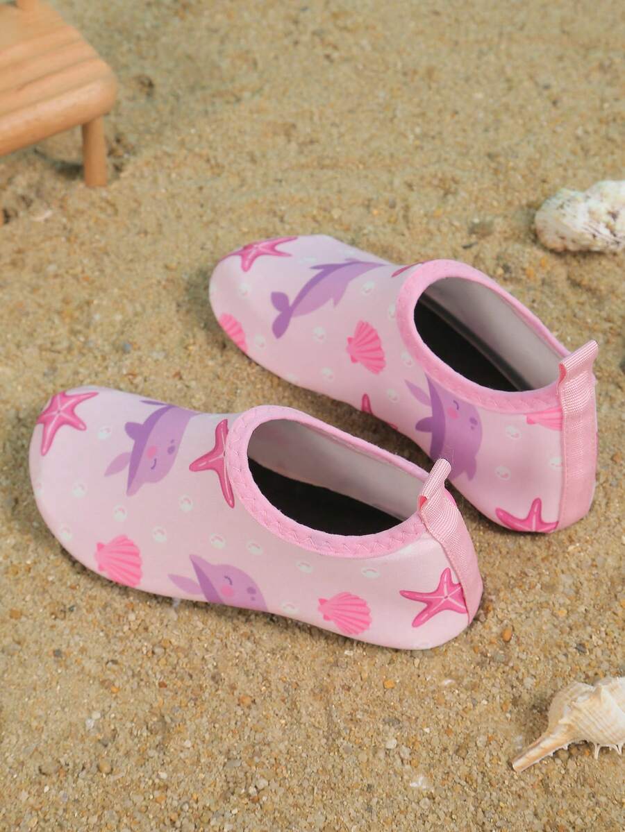 Multicolor kids slip-on water shoes with breathable Lycra upper and non-slip TPR outsole for boys and girls.