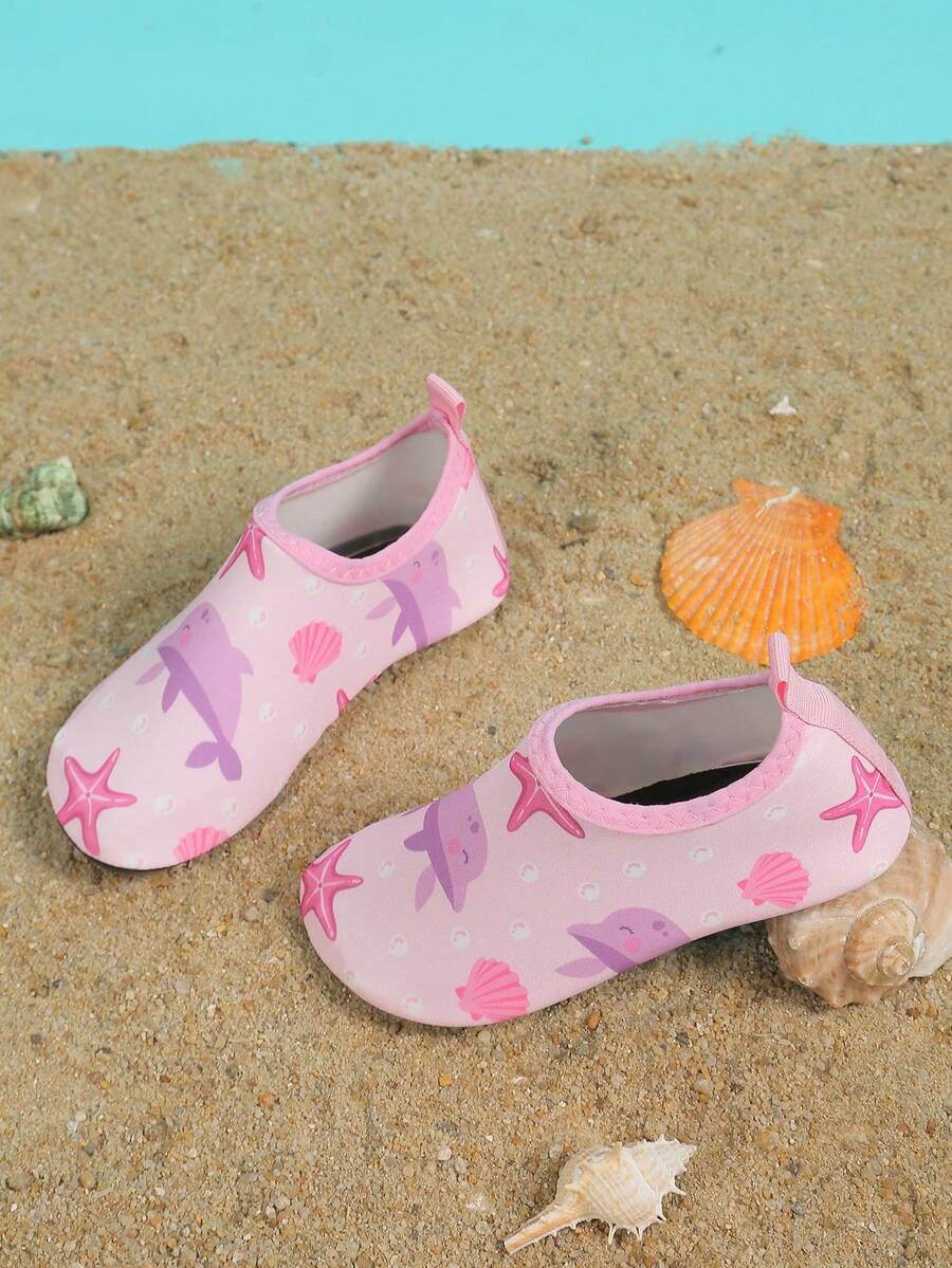 Multicolor kids slip-on water shoes with breathable Lycra upper and non-slip TPR outsole for boys and girls.