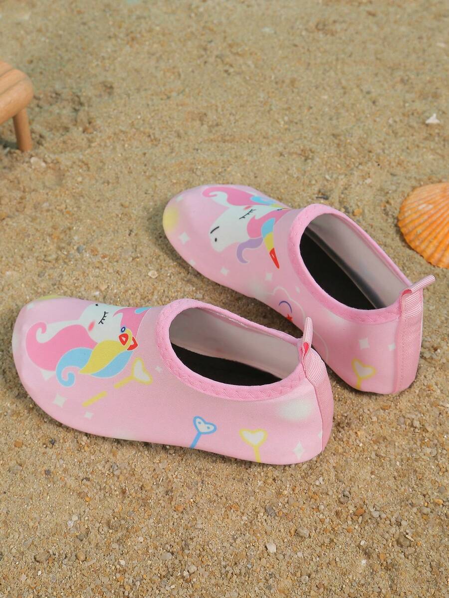 Multicolor kids water shoes featuring a breathable Lycra upper and a non-slip TPR outsole for boys and girls.