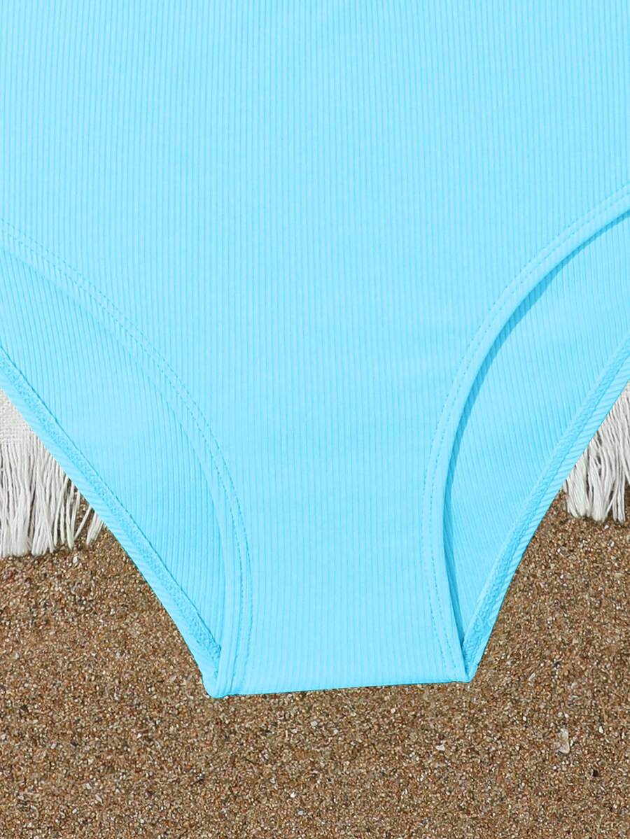 Tween Girls Bikini Sets Orange Summer Modest Activewear Beach Holiday,Knitted Ribbed Two Pieces Swimwear Crisscross Back Tank Top With Briefs Set