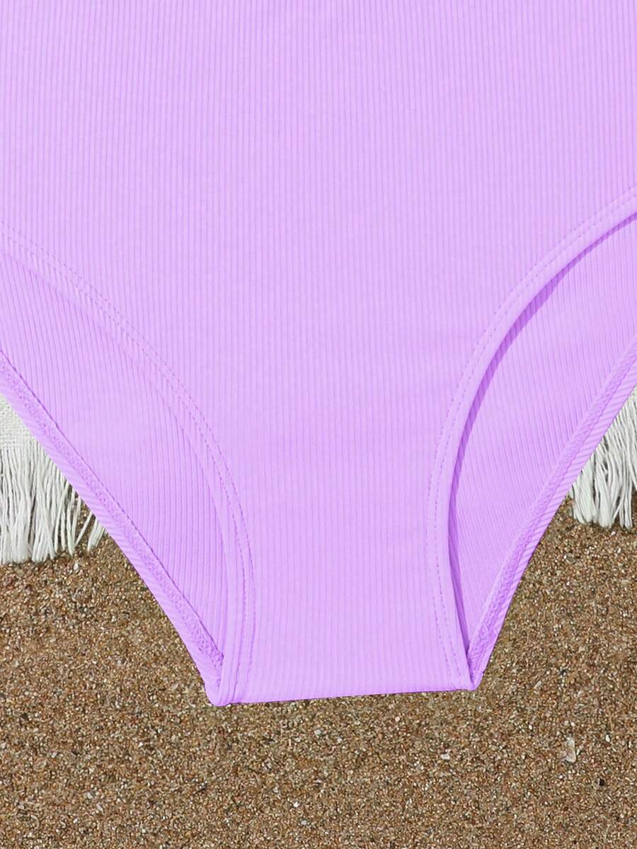 Tween Girls Bikini Sets Orange Summer Modest Activewear Beach Holiday,Knitted Ribbed Two Pieces Swimwear Crisscross Back Tank Top With Briefs Set