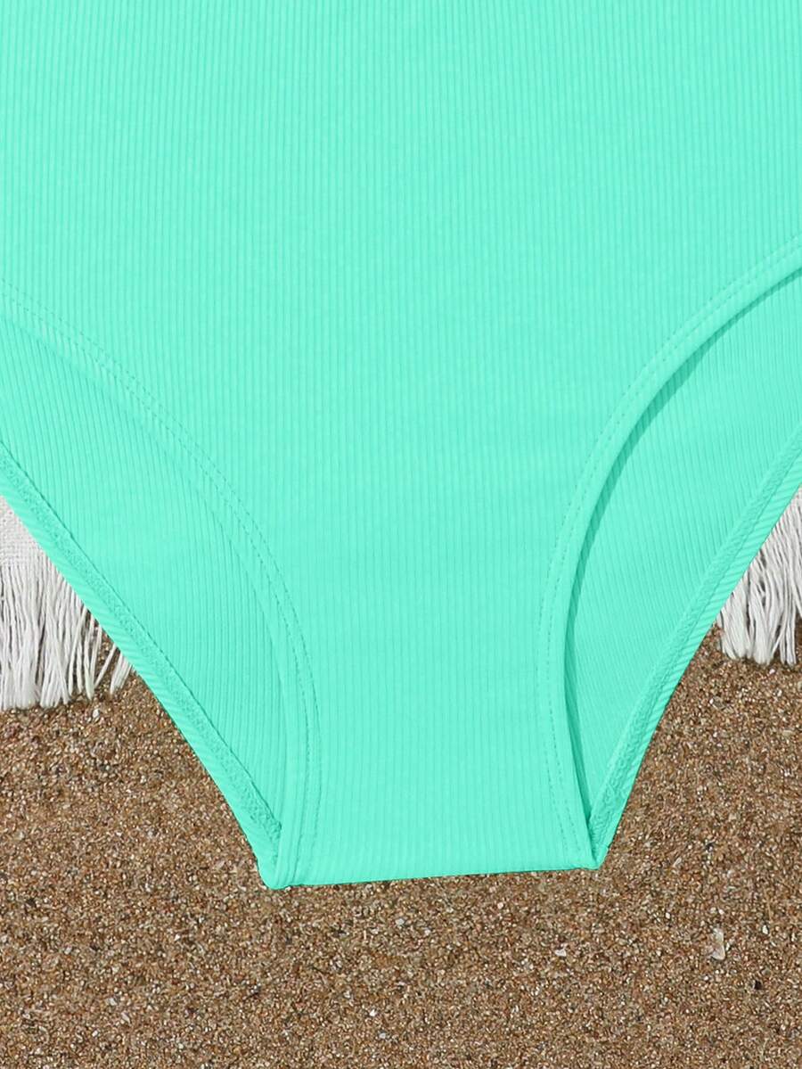 Tween Girls Bikini Sets Orange Summer Modest Activewear Beach Holiday,Knitted Ribbed Two Pieces Swimwear Crisscross Back Tank Top With Briefs Set