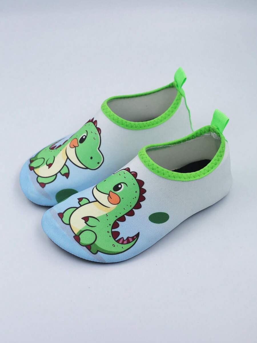 Multicolor kids slip-on water shoes with breathable Lycra upper and non-slip TPR outsole for boys and girls.