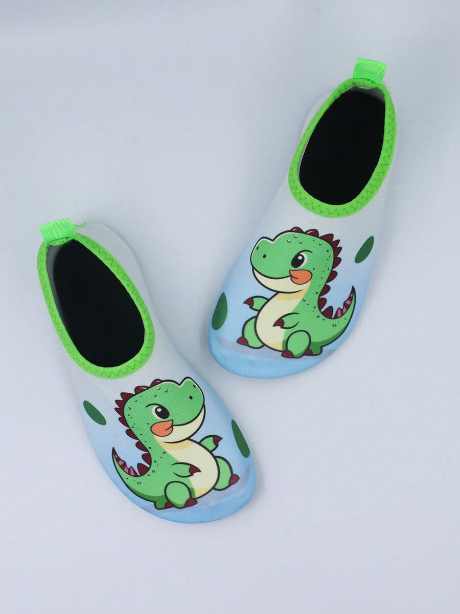 Multicolor kids slip-on water shoes with breathable Lycra upper and non-slip TPR outsole for boys and girls.