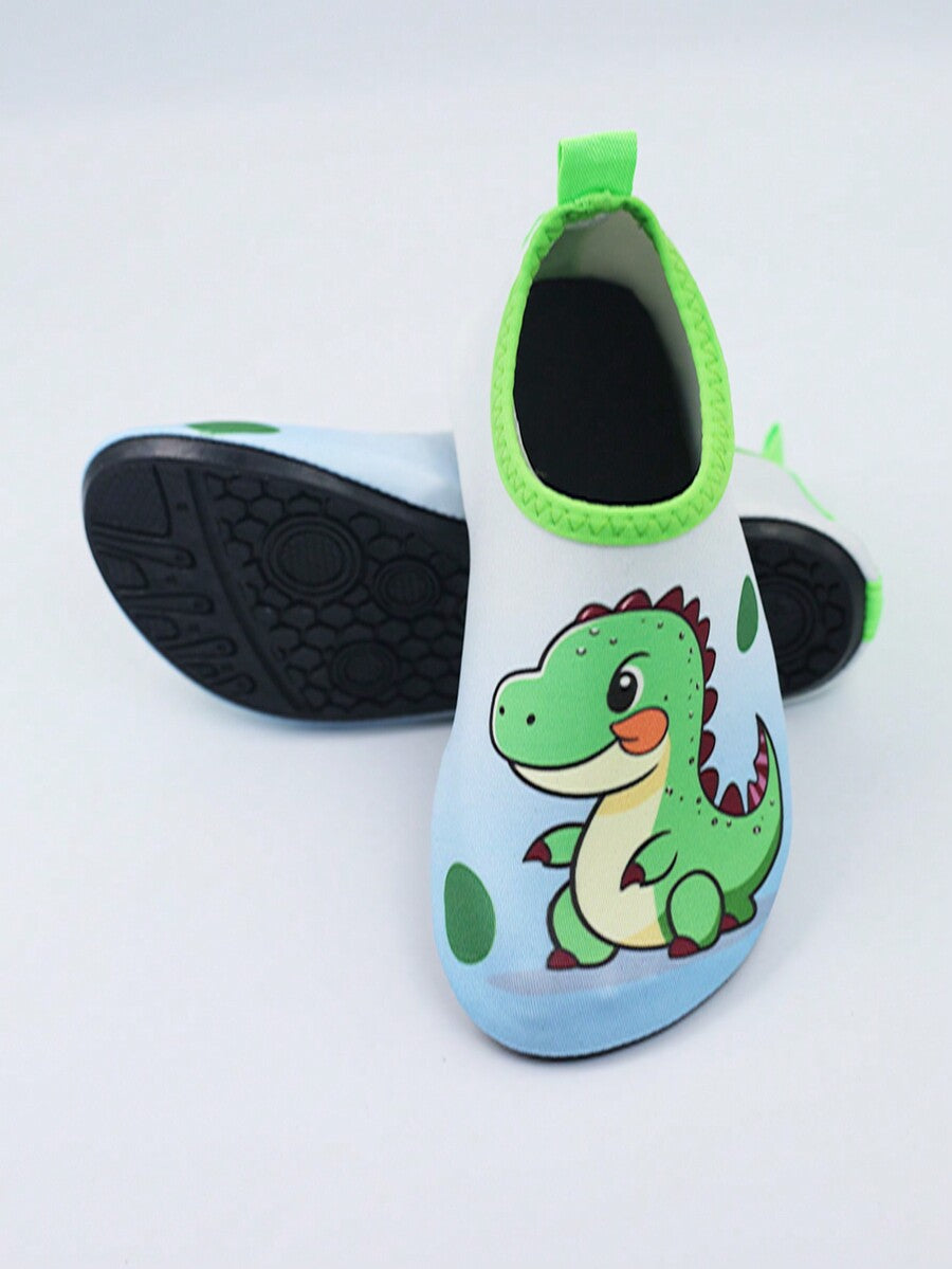 Multicolor kids slip-on water shoes with breathable Lycra upper and non-slip TPR outsole for boys and girls.