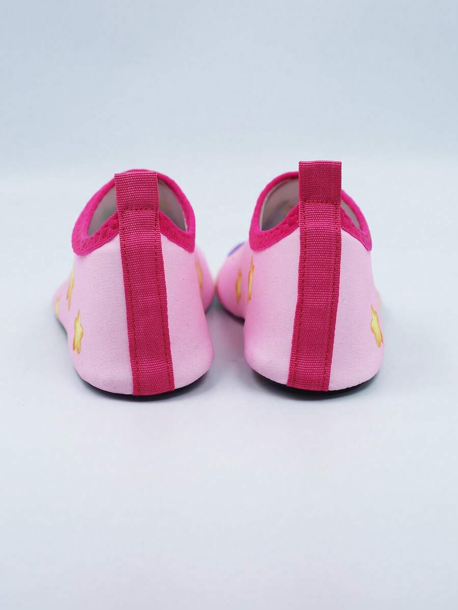 Multicolor kids slip-on water shoes with breathable Lycra upper and non-slip TPR outsole for boys and girls.