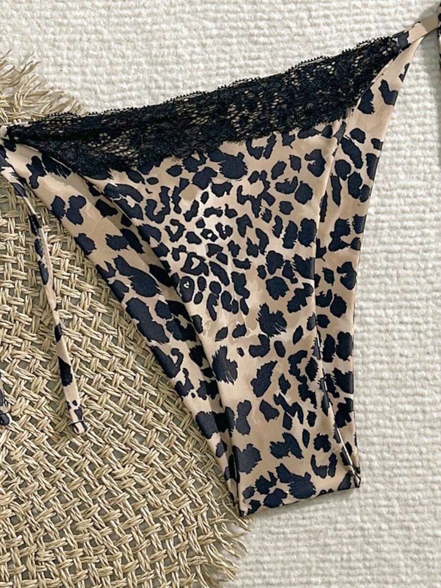 Women's 2-piece high-waist bikini swimsuit set featuring triangle cups and tie-side bottoms