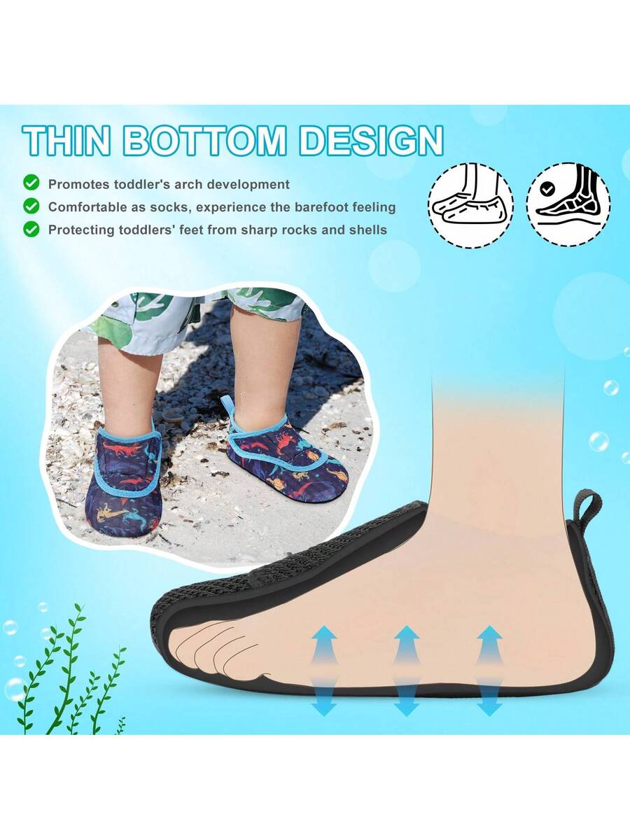 Beige kids aquatic shoes featuring a breathable fabric upper, adjustable hook and loop strap closure, and a flexible non-slip rubber outsole.