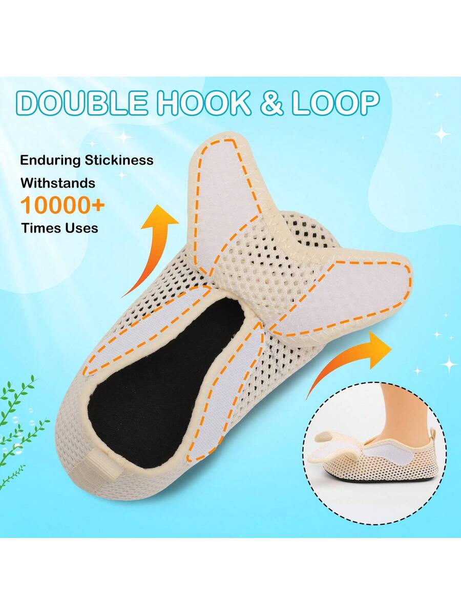 Beige kids aquatic shoes featuring a breathable fabric upper, adjustable hook and loop strap closure, and a flexible non-slip rubber outsole.