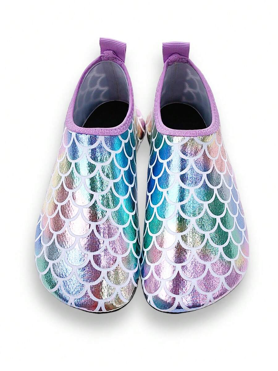 Girls' orange breathable water shoes featuring front zipper closure and durable TPR outsole.