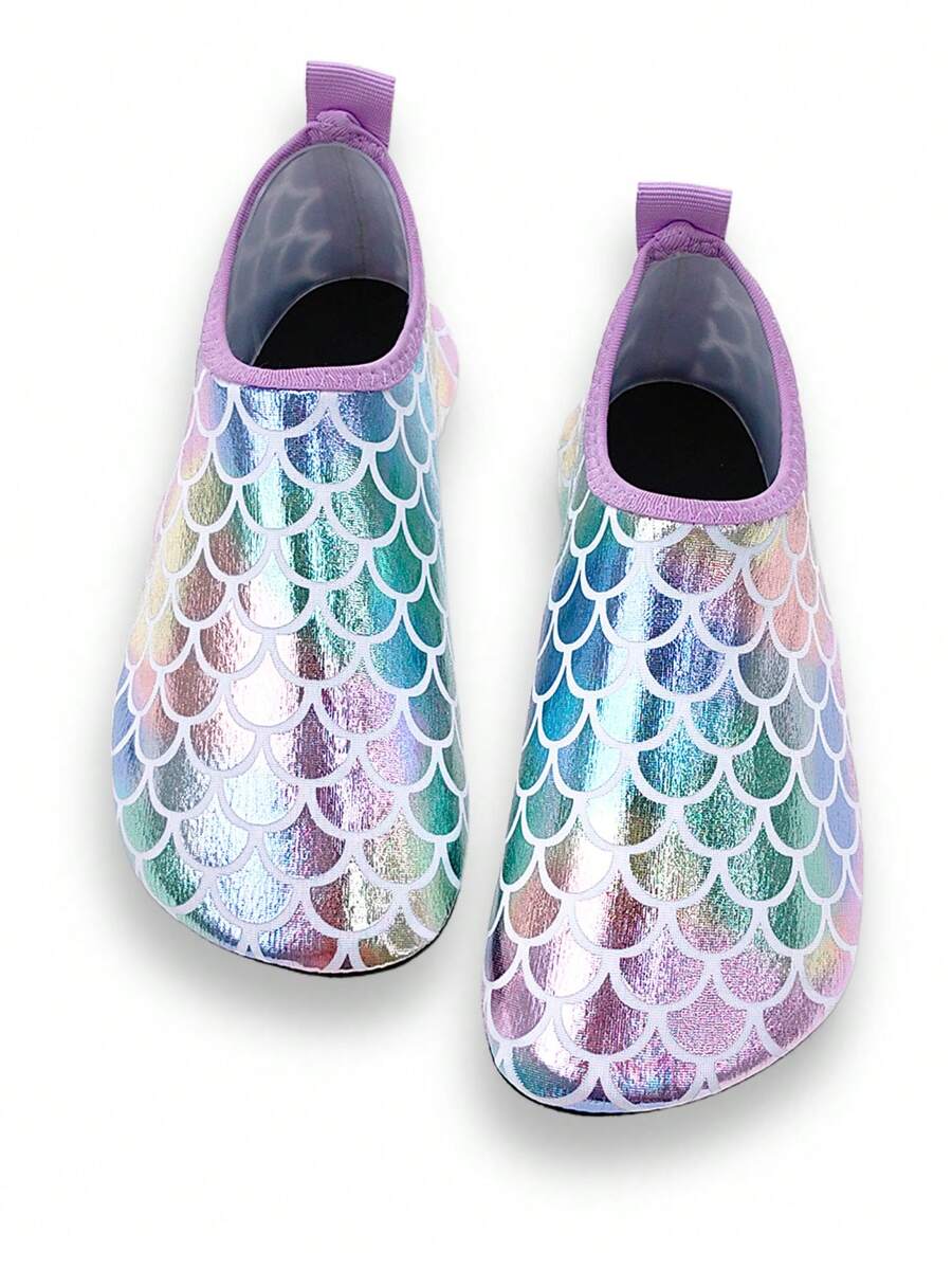 Girls' orange breathable water shoes featuring front zipper closure and durable TPR outsole.