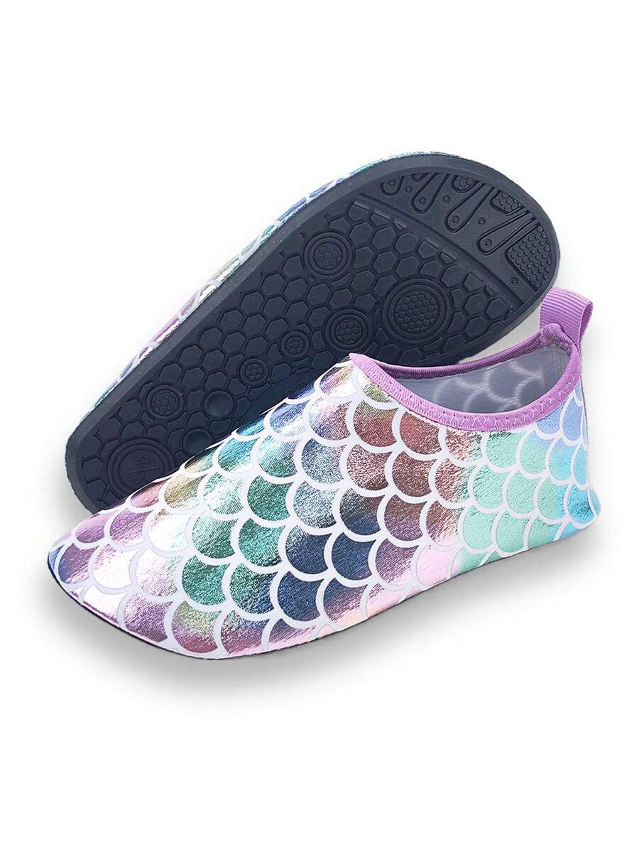Girls' orange breathable water shoes featuring front zipper closure and durable TPR outsole.