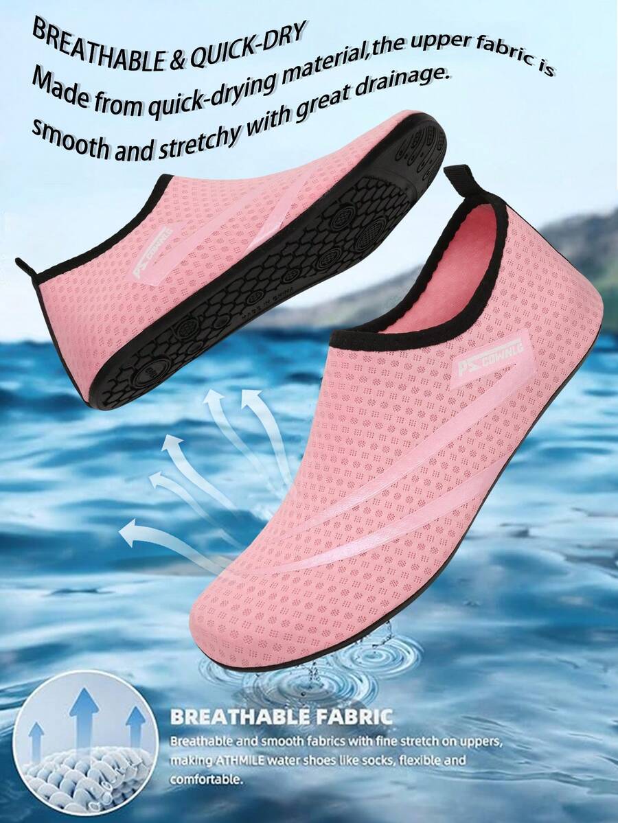 Black slip-on kids water shoes with a graphic pattern fabric upper and wear-resistant rubber outsole for boys and girls.