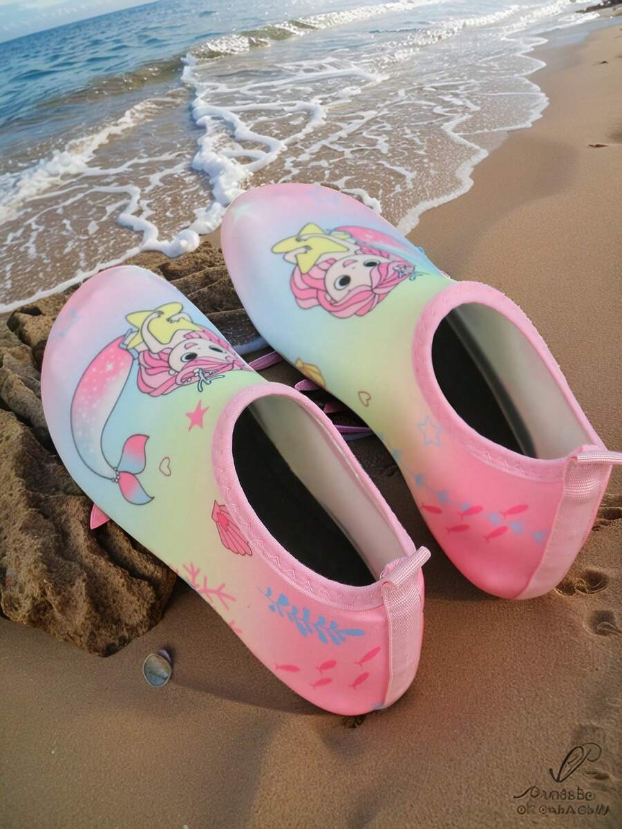 Multicolor kids water shoes featuring a breathable Lycra upper and a non-slip TPR outsole for boys and girls.