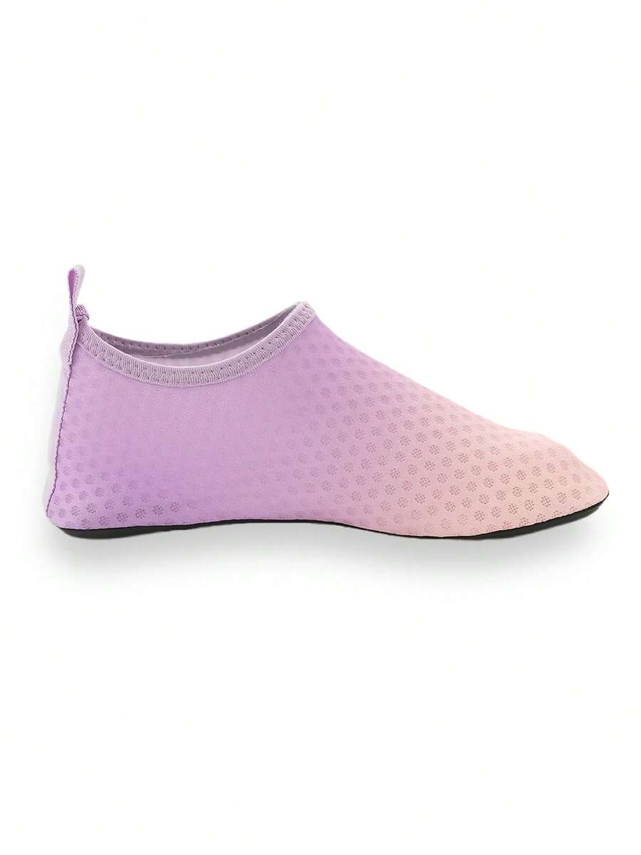 Gradient blue kids water shoes featuring breathable fabric upper, contrast binding, and flexible TPR outsole for outdoor and beach activities.