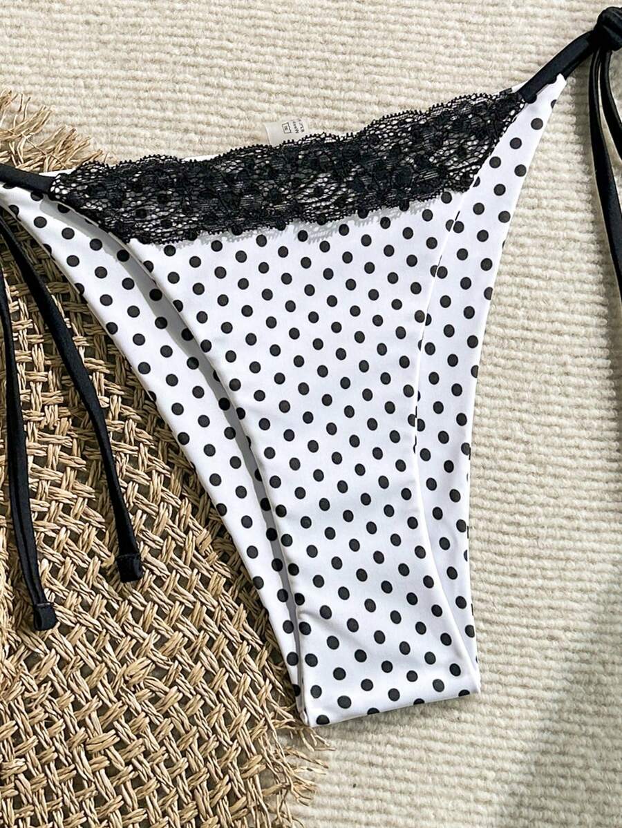 Women's 2-piece high-waist bikini swimsuit set featuring triangle cups and tie-side bottoms