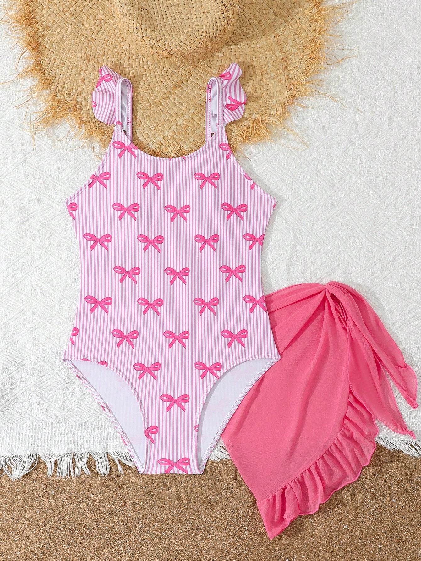 Tween Girls Floral Print One-Piece Swimsuit With Tie-Front Skirt Hibiscus Swimsuit Girls Black With Pink Flower Swimsuit Tween Hawaiian Outfit Black One Piece Bathing Suit With Skirt