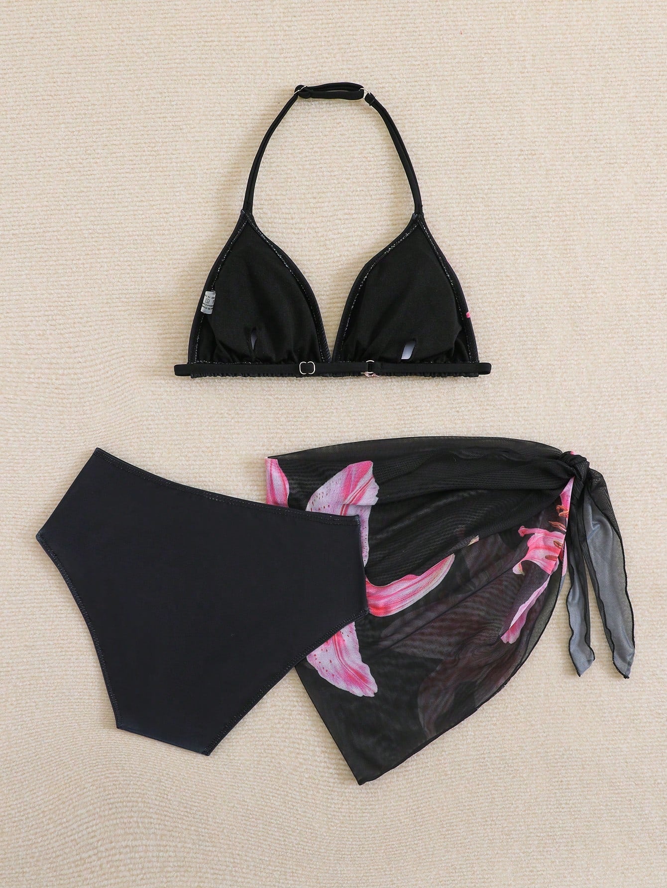 Cute Girls' Ditsy Floral Triangle Bikini Set (Print Randomly)