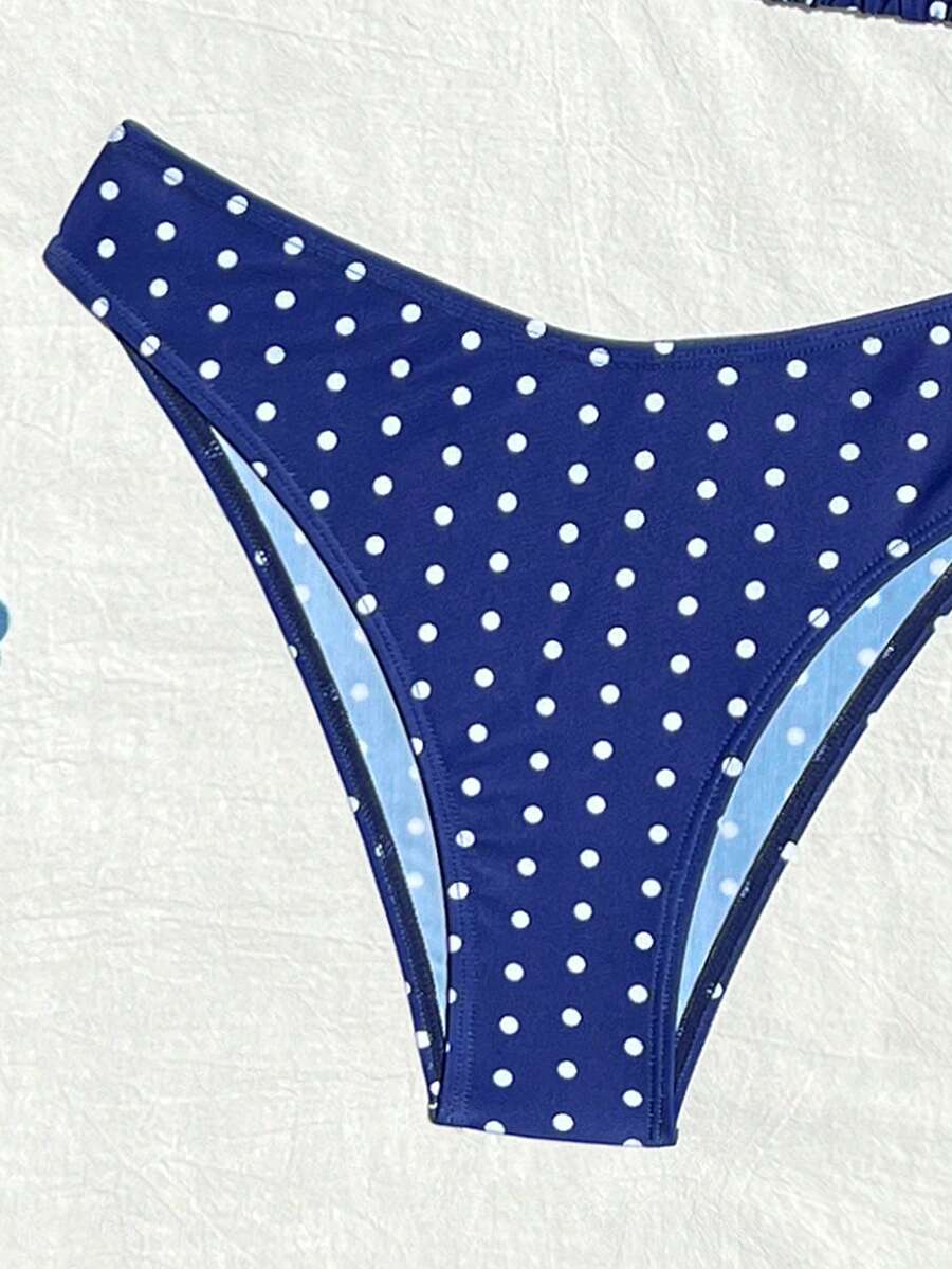 Women's apricot 2-piece halter bikini set featuring a wireless triangle top with tie-back detail and high-waisted high-cut bottoms.