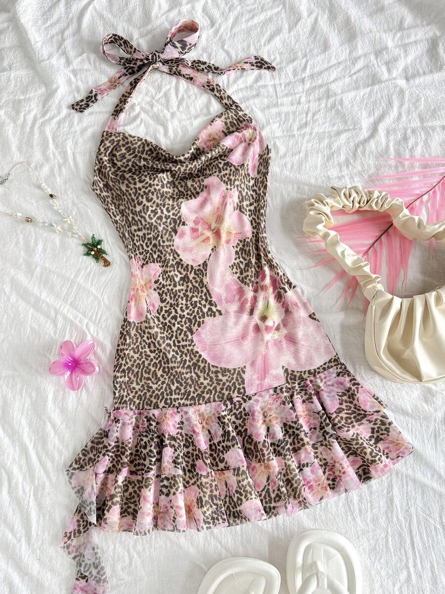 Pink sleeveless tween girls vacation cami dress with spaghetti straps, tiered layer detail, flounce ruffle hem, slim fit, and built-in shorts.