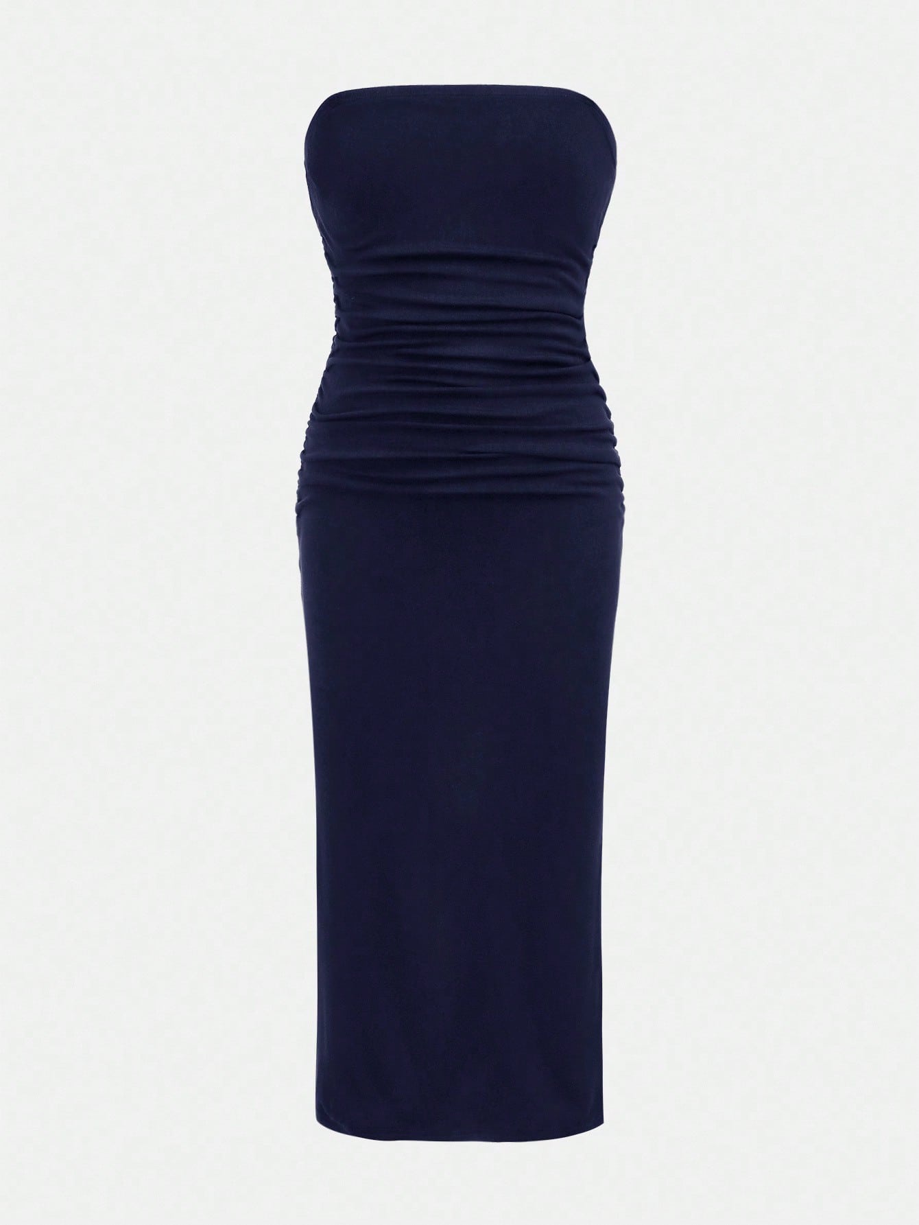 Tween girl sleeveless cami midi dress with strapless neckline, plant pattern, slim fit, natural waist, and slit hem in a multicolor vacation style.