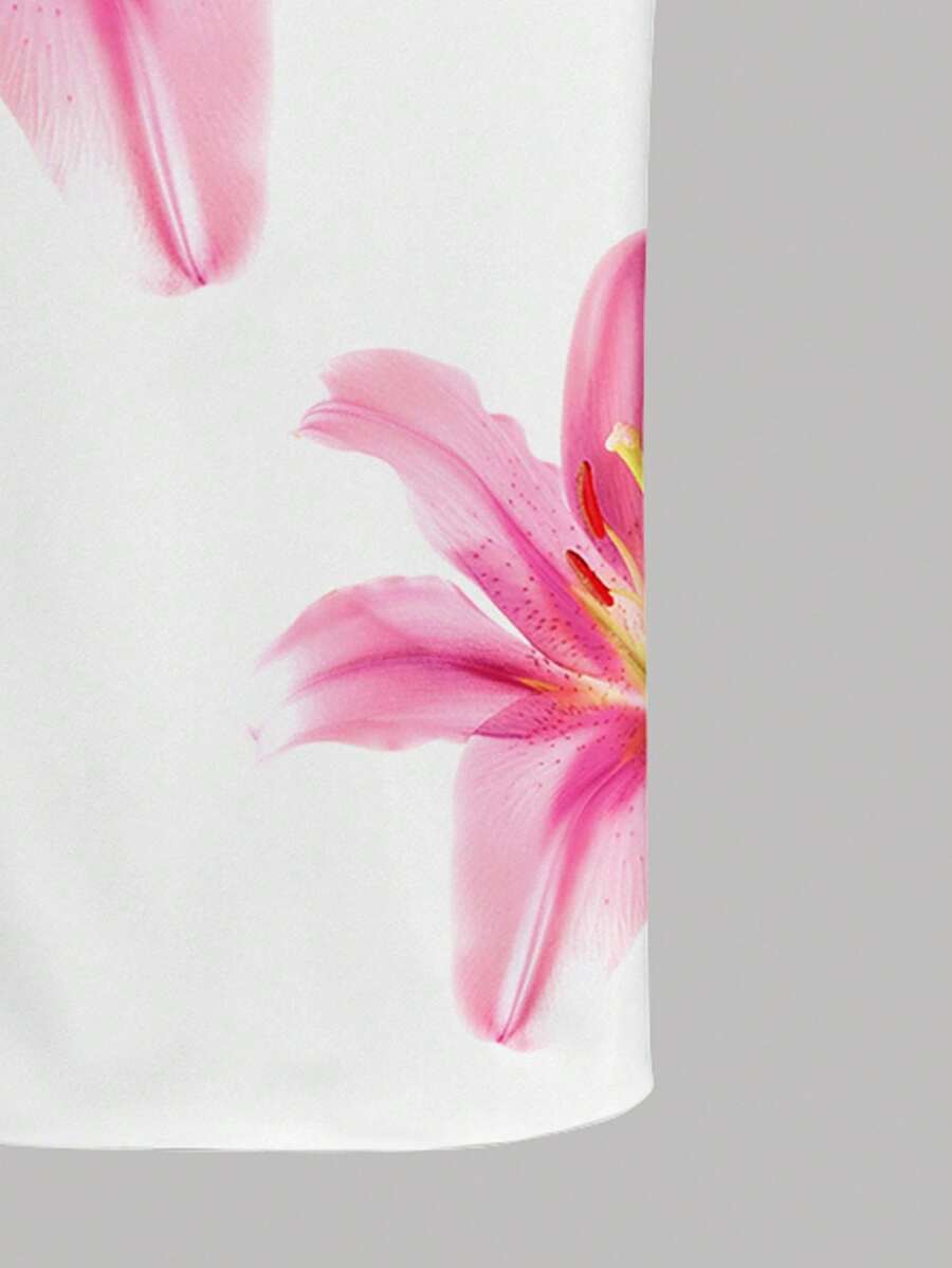 Tween girl sleeveless cami midi dress with strapless neckline, plant pattern, slim fit, natural waist, and slit hem in a multicolor vacation style.