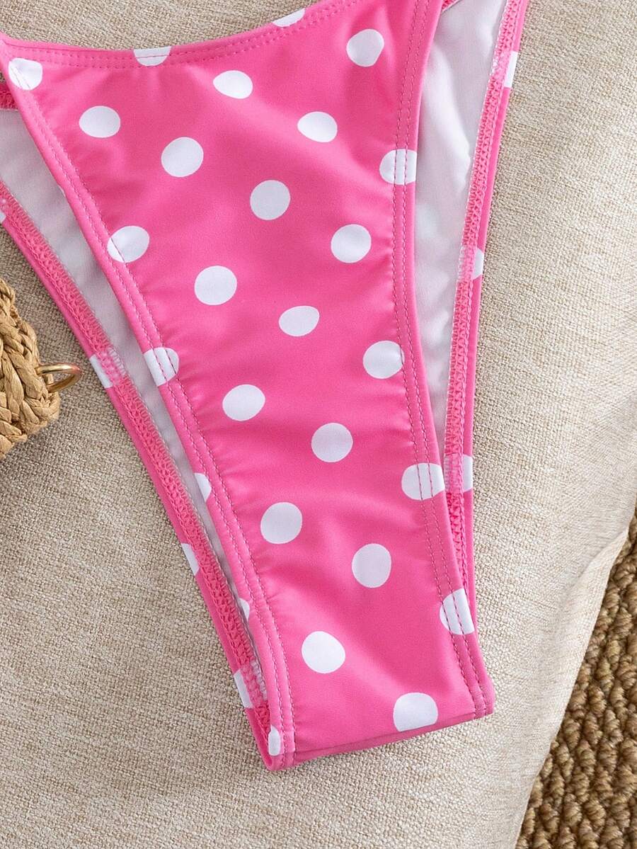 Women's 2-piece halter bikini set featuring geometric print, triangle cups with removable padding, and side tie bikini bottoms