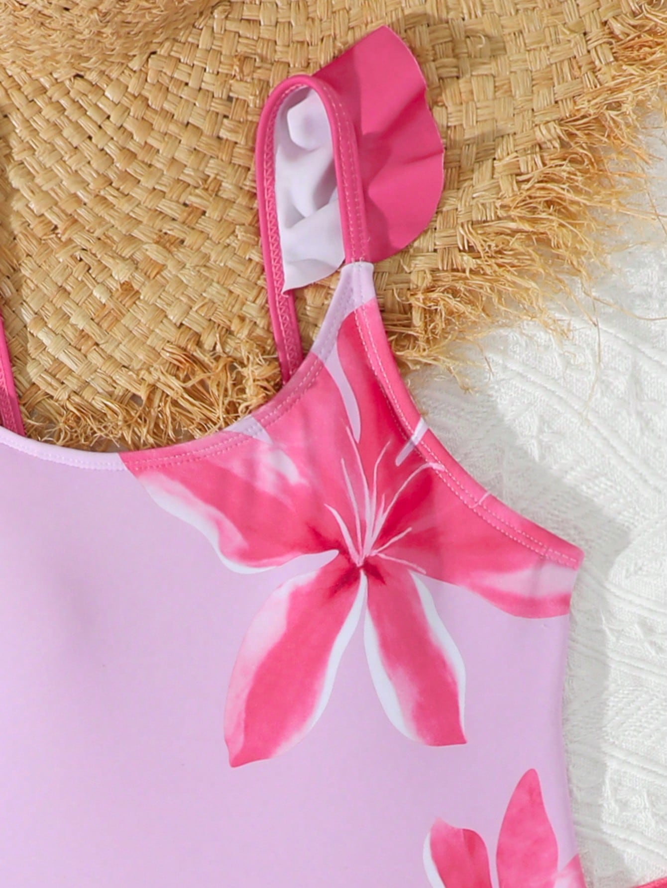 Tween Girls Floral Print One-Piece Swimsuit With Tie-Front Skirt Hibiscus Swimsuit Girls Black With Pink Flower Swimsuit Tween Hawaiian Outfit Black One Piece Bathing Suit With Skirt