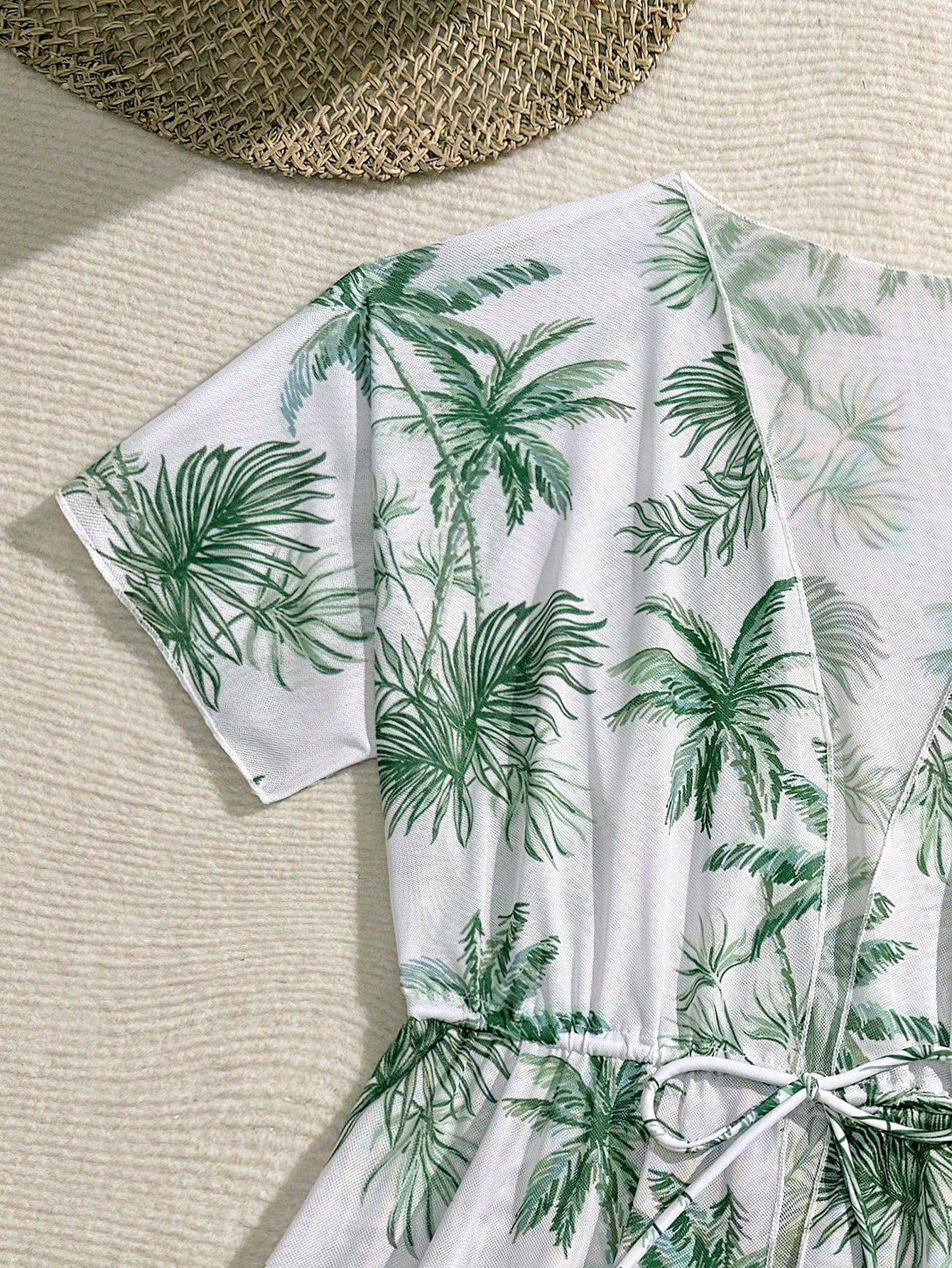Tween girls 3-piece striped swimwear set featuring a tankini top, mid-waist bikini bottoms with a drawstring waist, and a matching kimono cover-up for beach or vacation wear.