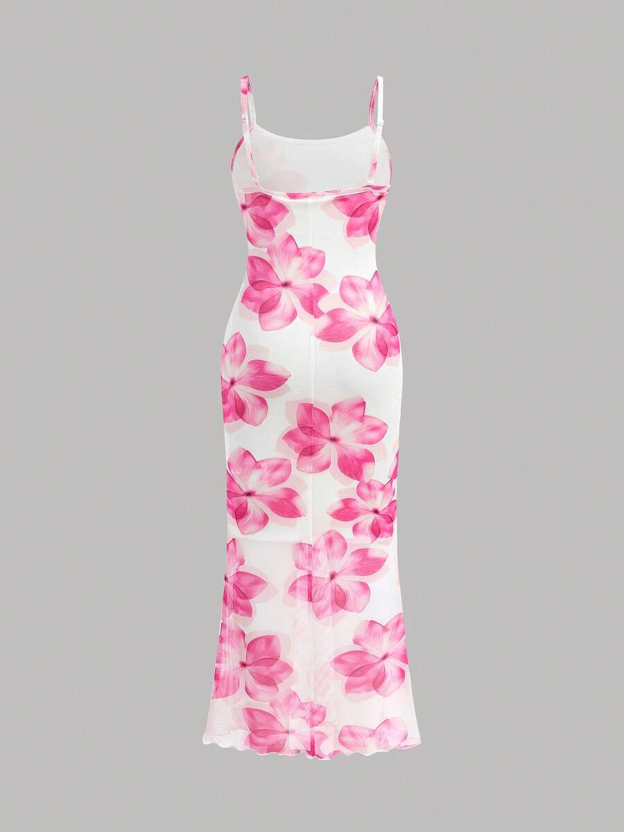 Tween girl yellow long halter dress with textured jacquard knit, sleeveless slim fit cami design, natural waist, straight hem, and lined non-sheer finish for vacation or party wear.