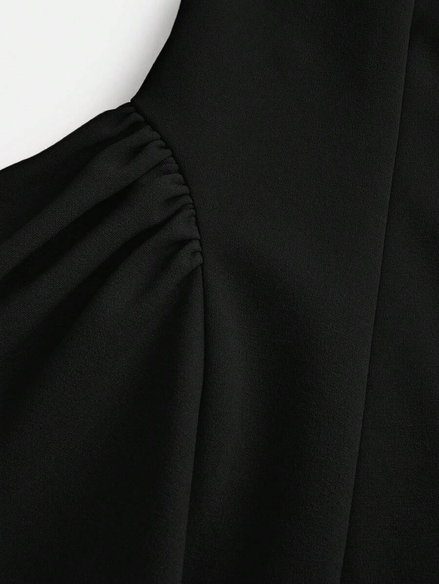 Apricot short-sleeve holiday party dress for tween girls featuring a square neckline, contrast lace details, high waist, flared A-line hem, and bowknot ruffle back detail.