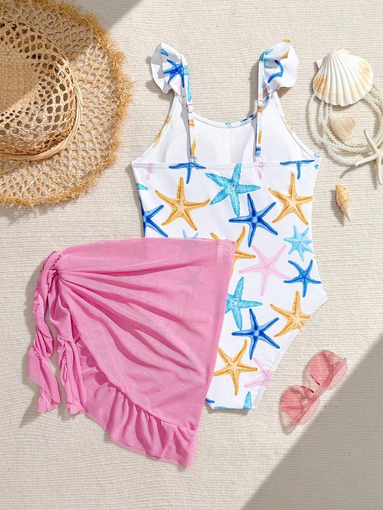 Tween Girls Floral Print One-Piece Swimsuit With Tie-Front Skirt Hibiscus Swimsuit Girls Black With Pink Flower Swimsuit Tween Hawaiian Outfit Black One Piece Bathing Suit With Skirt
