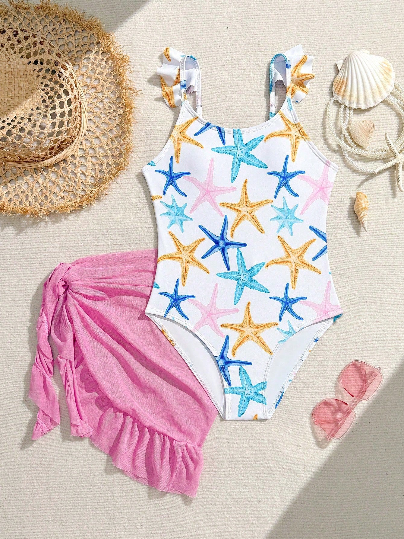 Tween Girls Floral Print One-Piece Swimsuit With Tie-Front Skirt Hibiscus Swimsuit Girls Black With Pink Flower Swimsuit Tween Hawaiian Outfit Black One Piece Bathing Suit With Skirt