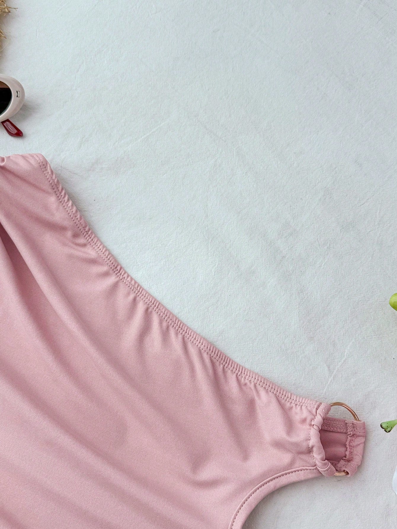 Tween girls sleeveless bodycon dress with asymmetrical neckline, ruched slim fit design, split detail, and long pencil hem in a plain everyday casual style.