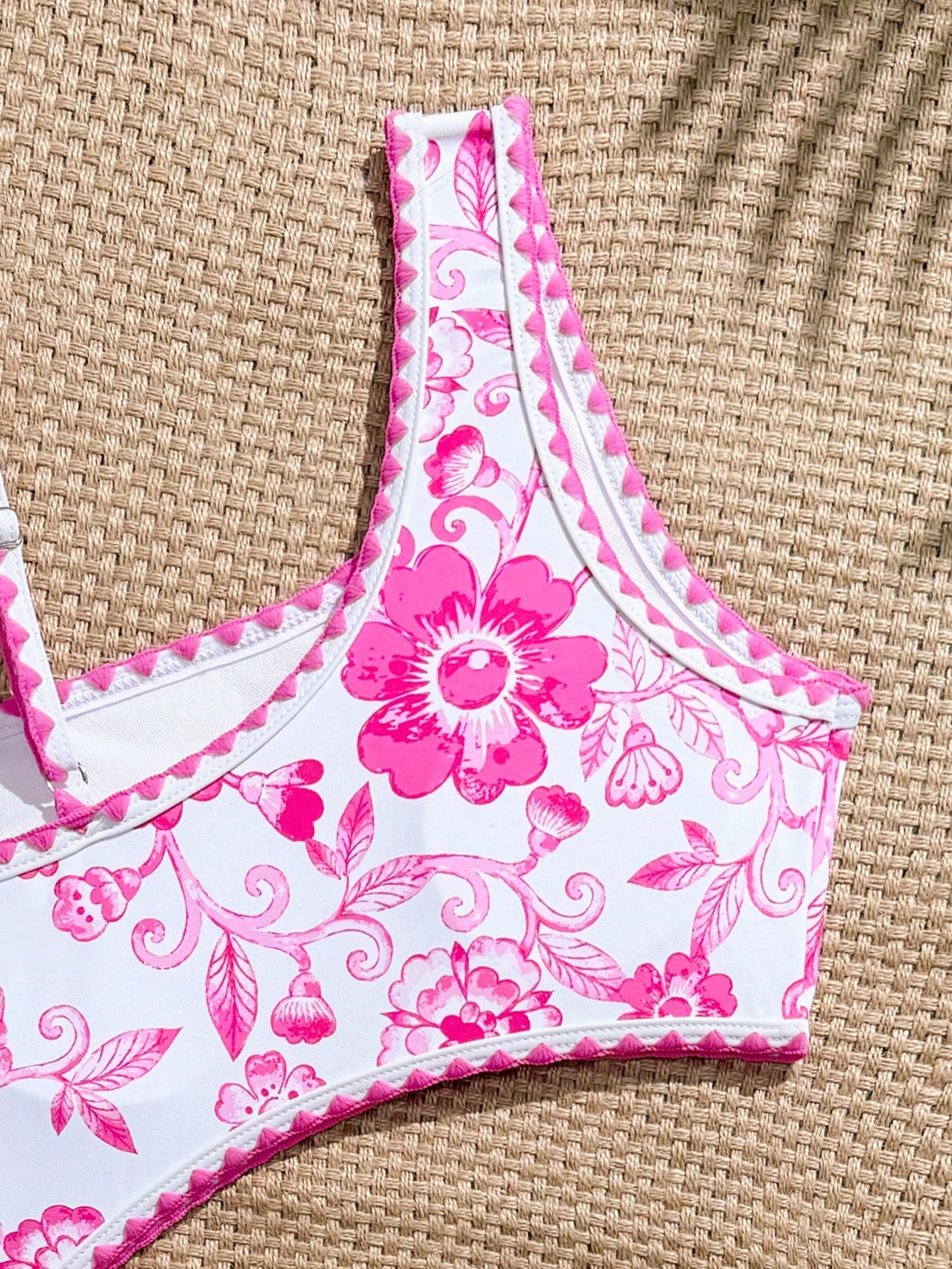 Tween girls one-piece swimsuit featuring an asymmetric neckline, pendant decor, plain design, wireless bra, high-cut bottom, and medium-stretch fabric.