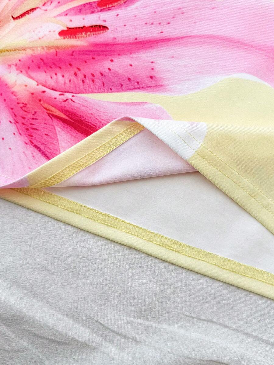 Yellow asymmetrical neck slim fit dress for tween girls with sleeveless design, plain textured knit fabric, natural waist, and pencil hem