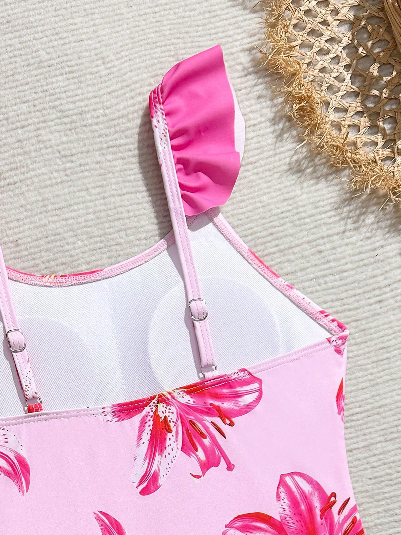 Tween Girls Floral Print One-Piece Swimsuit With Tie-Front Skirt Hibiscus Swimsuit Girls Black With Pink Flower Swimsuit Tween Hawaiian Outfit Black One Piece Bathing Suit With Skirt