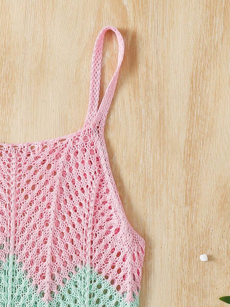 Girls' Summer Crochet Mesh Cami Dress Cover-Up, White Casual Beach Vacation Tween Girl