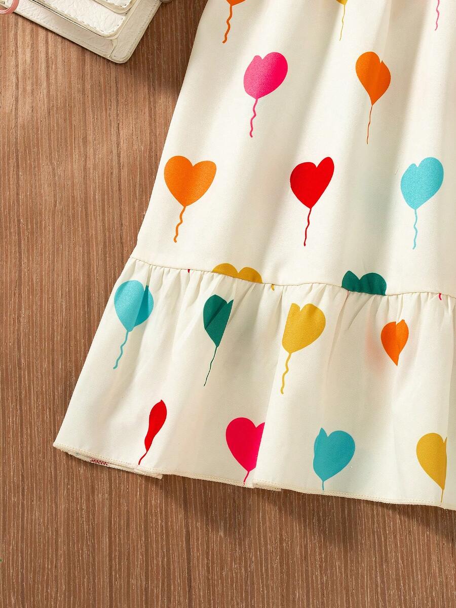 Girls sleeveless apricot midi dress with square neckline, shirred bodice, and flounce ruffle hem.