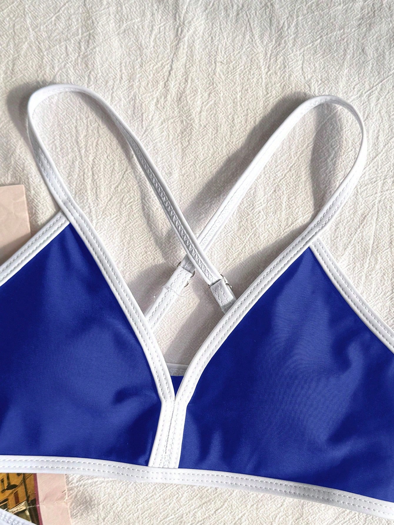 Tween girls green colorblock two-piece bikini set with spaghetti straps, sleeveless wireless top, and lined mid-waist bottoms for beach vacation wear