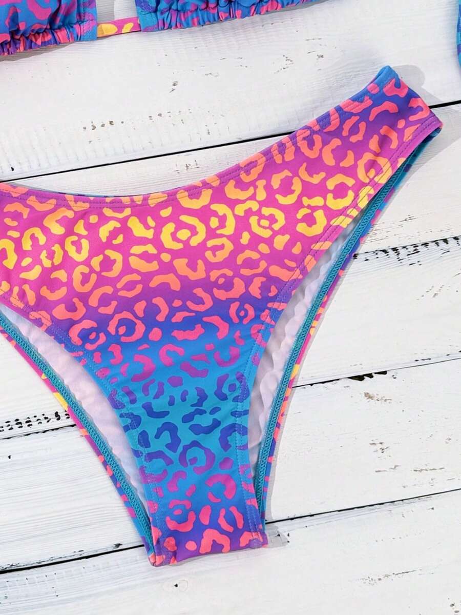 Women's apricot 2-piece halter bikini set featuring a wireless triangle top with tie-back detail and high-waisted high-cut bottoms.