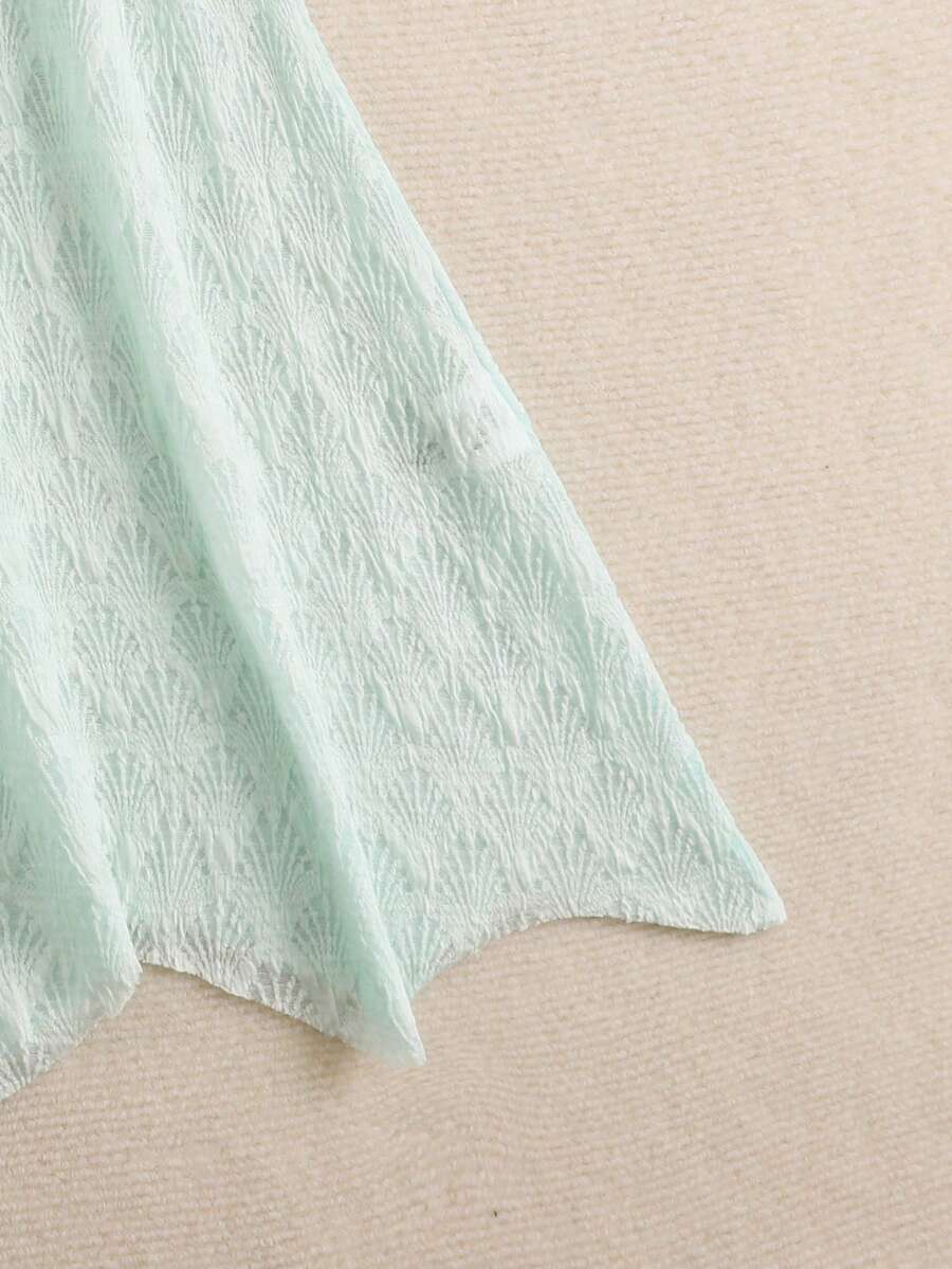 Tween girls' halter sleeveless cover-up dress in semi-sheer fabric for summer beach and pool wear by Elladie Kids.
