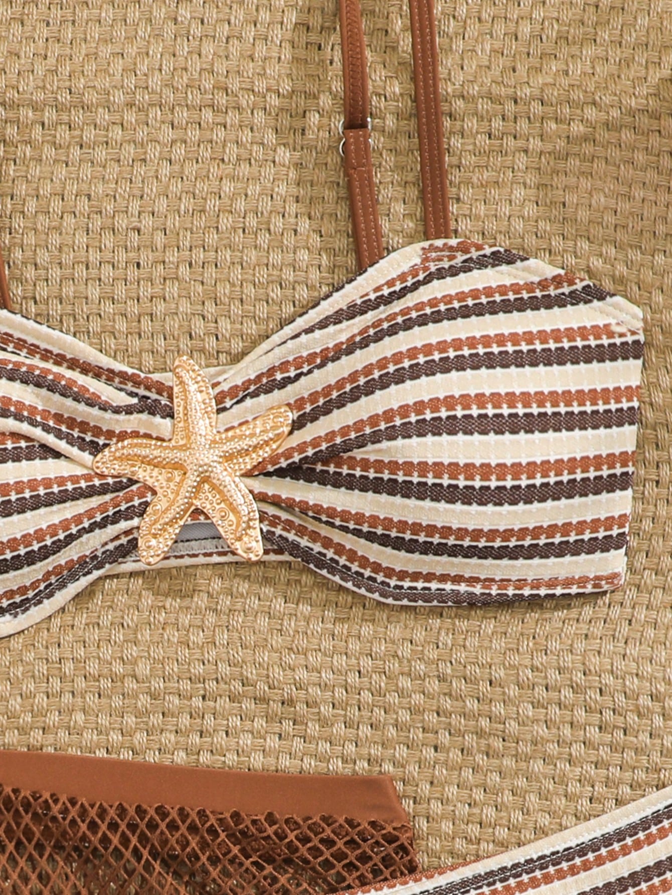 Pink Summer Cute Beach Holiday Tween Girl Elegant Bikini Set With Starfish Decor,Ruffle Beach Dress 3-Piece Children's Swimwear For Teenagers,Vacation