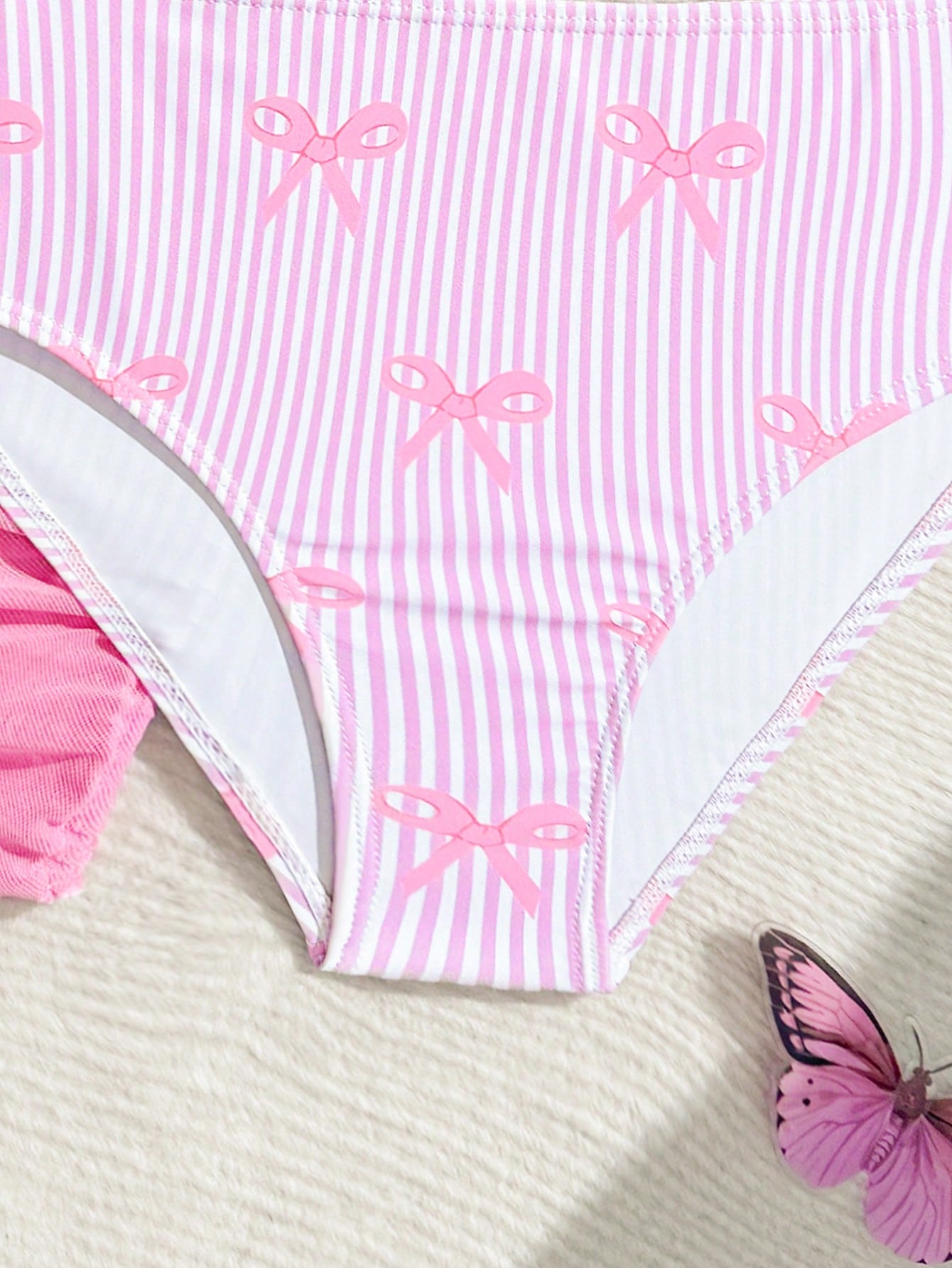 Tween Girls 3-Piece Bikini Set,Brown Polko Dot,Cute,Summer,Beach,Vacation,Holiday,Pink Striped Halter Top,Adjustable Back,Skirt Bottoms,Bathing Suits