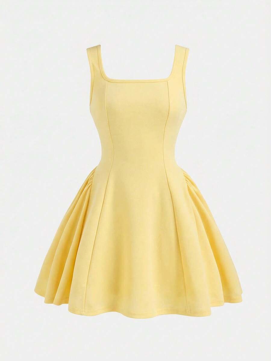 Apricot short-sleeve holiday party dress for tween girls featuring a square neckline, contrast lace details, high waist, flared A-line hem, and bowknot ruffle back detail.