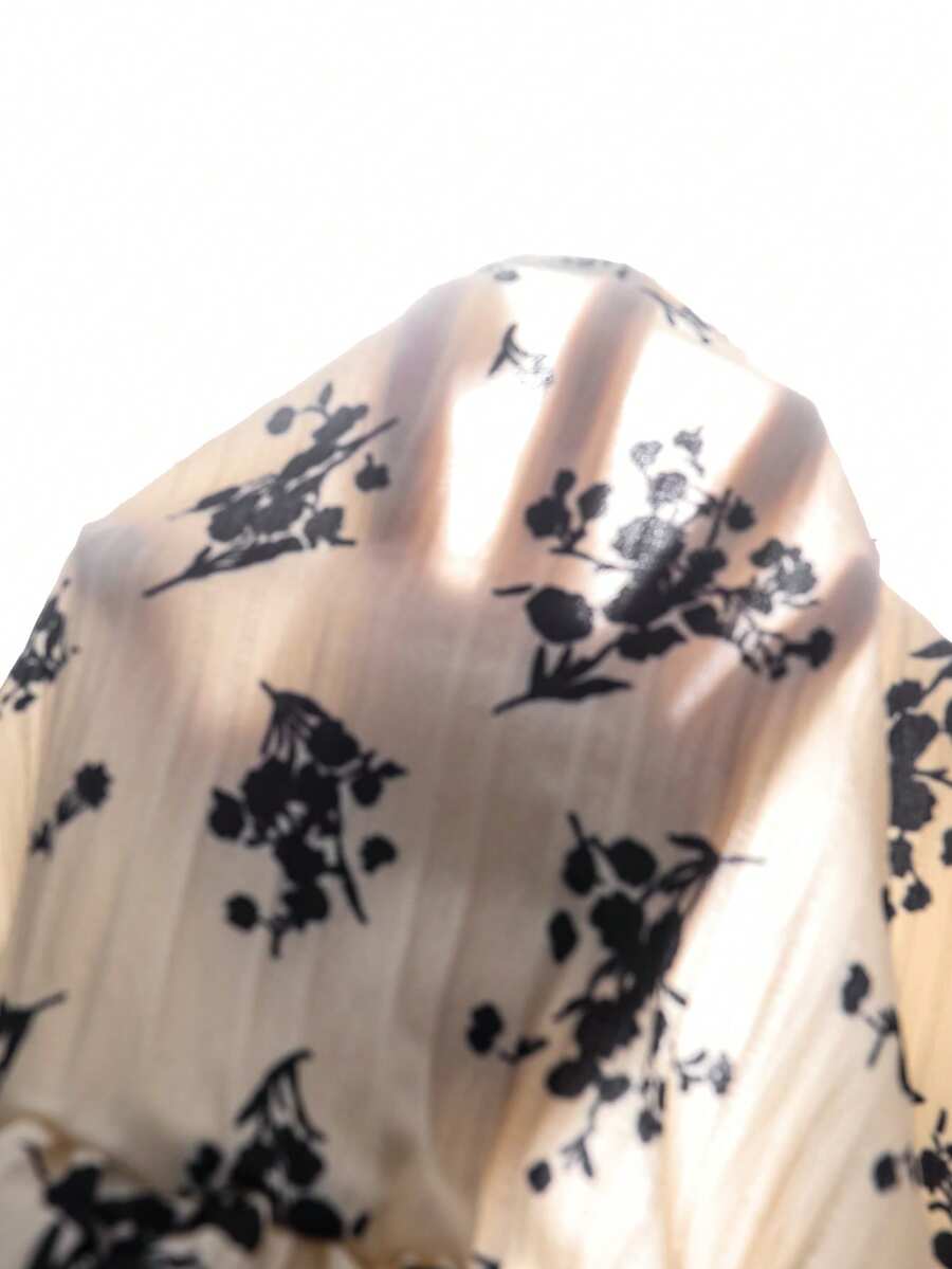ChillGRL square neck short puff sleeve A-line long dress for teen girls featuring shirred high waist detailing and a flounce hem.
