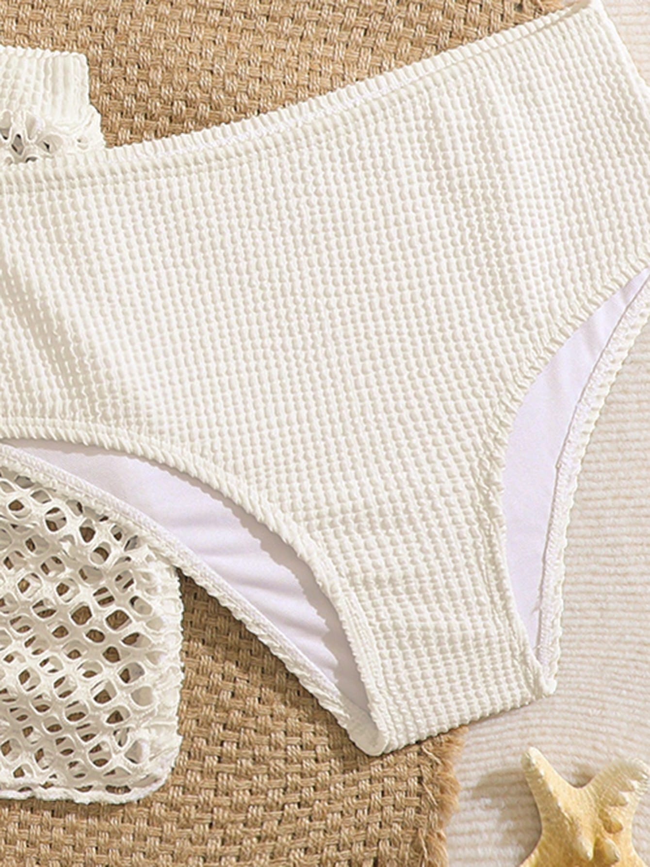 Pink Summer Cute Beach Holiday Tween Girl Elegant Bikini Set With Starfish Decor,Ruffle Beach Dress 3-Piece Children's Swimwear For Teenagers,Vacation